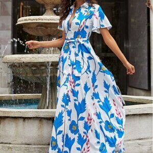 A LINE FLORAL PRINT PREMIUM BRAND AND QUALITY MAX DRESS